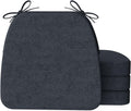 AAAAAcessories D-Shaped Chair Cushions, 2" Thick Dining Chair Pads with Ties and Removable, Machine-Washable Cover, 17" x 16", Set of 4, Charcoal Gray