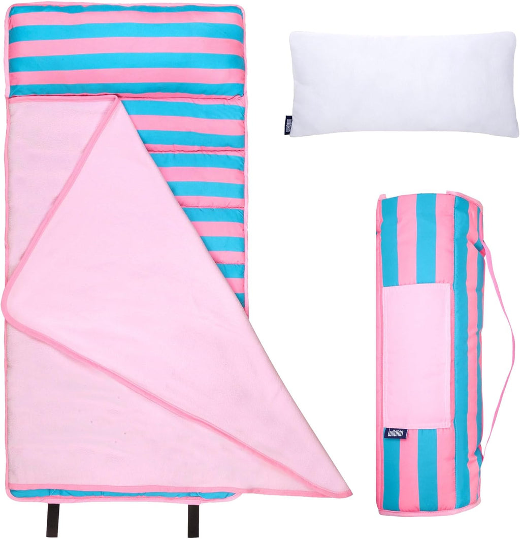 Wildkin 43-inch Kids Nap Mat – Soft Microfiber Toddler Sleeping Mat with Pillow