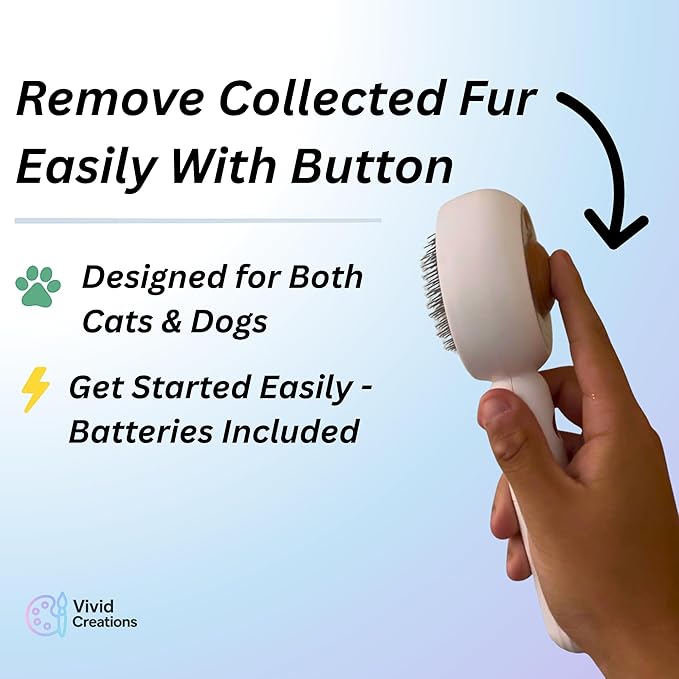 Steam Pet Brush for Dogs & Cats – Self-Cleaning Cat Brush with Steam, Pet Steamer Grooming Tool for Shedding, De-Shedding Hair Removal Comb & Massage for Pets by Vivid Creations