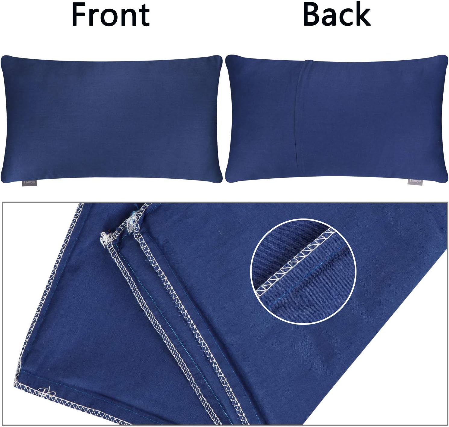 Thmyo 4-Pack 100% Cotton Lumbar Comfortable Solid Decorative Throw Pillow Case Rectangle Cushion Cover Sublimation Blank Pillow Covers Christmas DIY Throw Pillowcase(12x20inch/30x50cm,Midnight Blue)