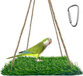 FlidRunest Large Bird Swing Toy, Bird Grass Mat Hammock Swing with Hooks, Parrot Climbing Foraging Toy for Cockatoo,Parakeets,Budgie,Sun Conure, Small to Medium 15.7x7.8 Inches