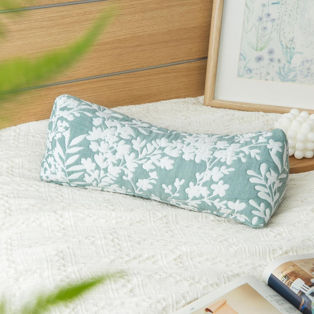 Buckwheat Neck Support Pillow Cervical Neck Cylinder Bolster Pillow,Buckwheat Hulls Adjustable Roll Pillow,Neck Pain Relief for Back and Side Sleepers Round Pillows for Lunch Break Green, 6*15 inch