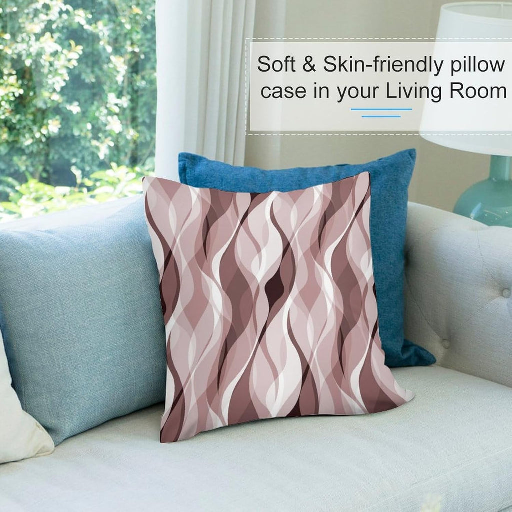 Pink Throw Pillow Covers Modern Abstract Pink and Grey Striped Decorations for Bedroom Living Room Farmhouse Sofa Pillows Bed Couch 18x18 Inch