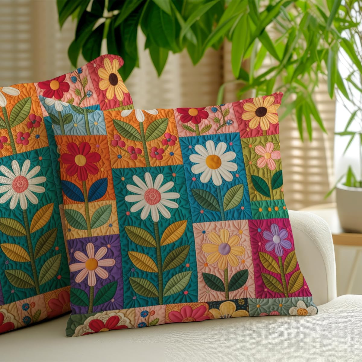 2 Pcs Vintage Botanical Floral Pillow Covers, Chinoiserie Floral Decorative Throw Pillows Vintage Rustic Toile Flower Pillow Cases, Linen Cushion Covers for Couch Sofa Bedroom Living Room Home Decor