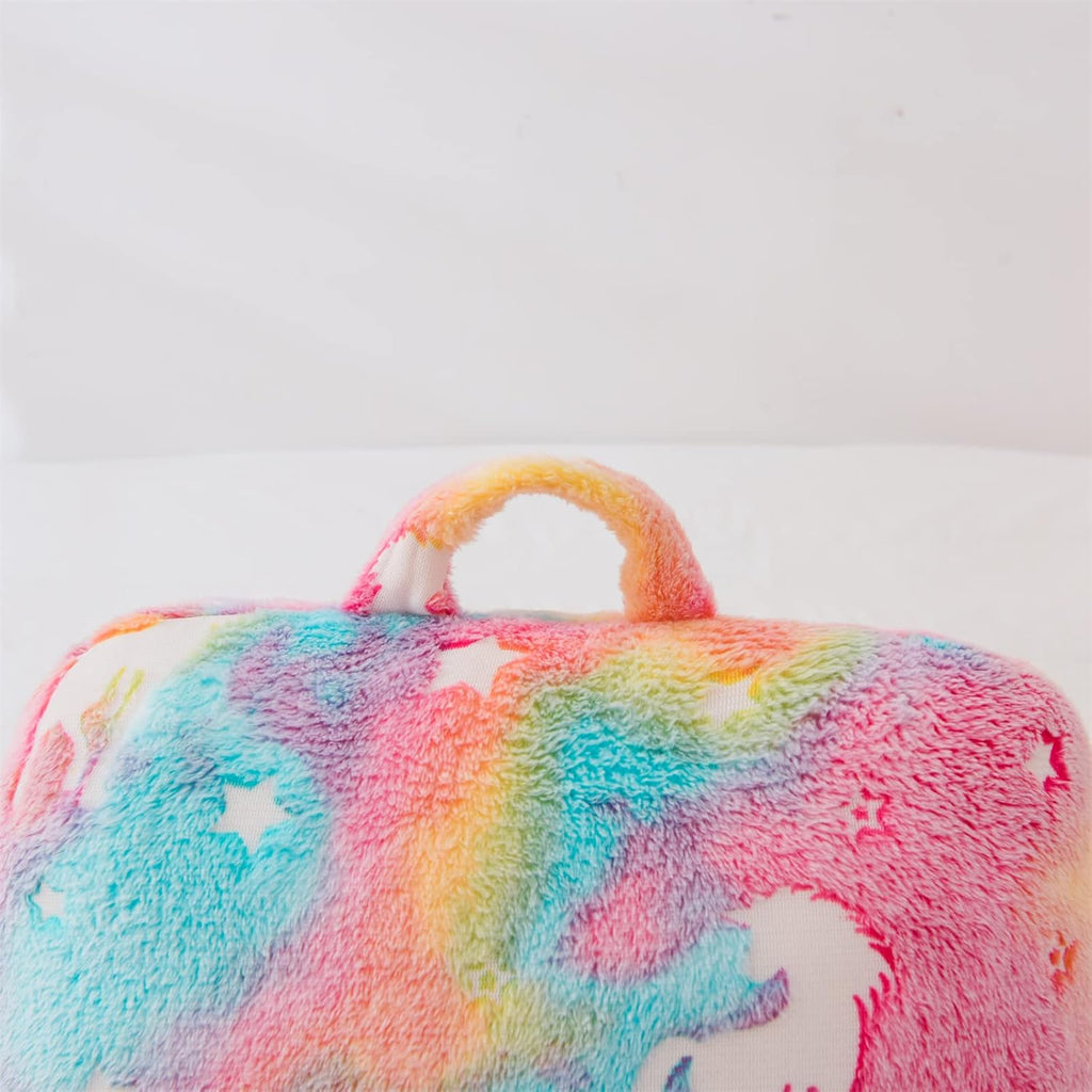 Meeting Story Colorful Unicorn Luminous Reading Pillows Glow in The Dark with Arms Back Pillow for Bed, Bed Rest Pillow for Adults, Teens, Kids, (Rainbow)
