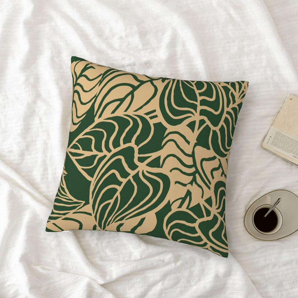 Tropical Green Plant Throw Pillow Covers 18x18 Inch Set of 2 Summer Sage Green Palm Leaves Decorative Pillow Cases Farmhouse Cushion Covers for Couch Sofa Bed Living Room Decor