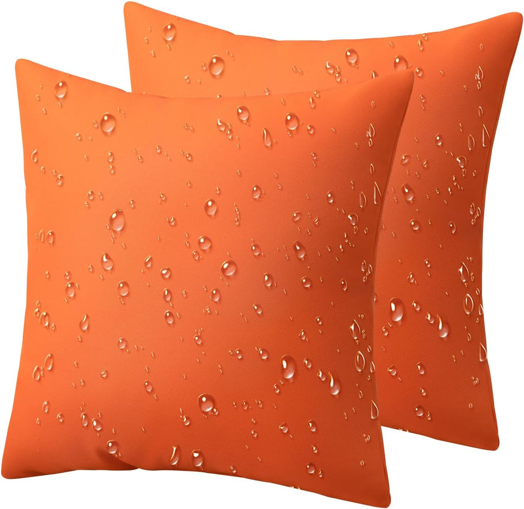 Phantoscope Pack of 2 Premium Dual Usage Outdoor Pillow Inserts, Waterproof Throw Pillows No Cover Needed, Colorful Decorative Couch Sham Cushion Stuffer Patio Couch Tent, Orange 20 x 20 Inches