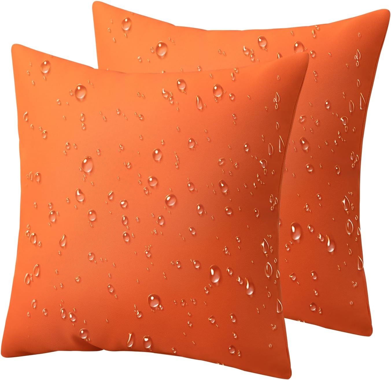 Phantoscope Pack of 2 Premium Dual Usage Outdoor Pillow Inserts, Waterproof Throw Pillows No Cover Needed, Colorful Decorative Couch Sham Cushion Stuffer Patio Couch Tent, Orange 20 x 20 Inches