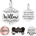 Ultra Joys Stainless Steel Pet ID Tag Dog Name Tags Personalized Front and Back Engraving, Customized Dog Tags and Cat Tags, Optional Engraved on Both Sides, Hexagon Tag Vine Design, Silver Large