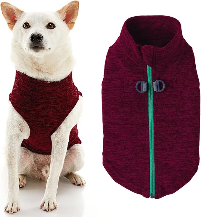 Gooby Zip Up Fleece Dog Sweater - Fuchsia Wash, X-Large - Warm Pullover Fleece Step-in Dog Jacket with Dual D Ring Leash - Winter Small Dog Sweater - Dog Clothes for Small Dogs Boy and Medium Dogs