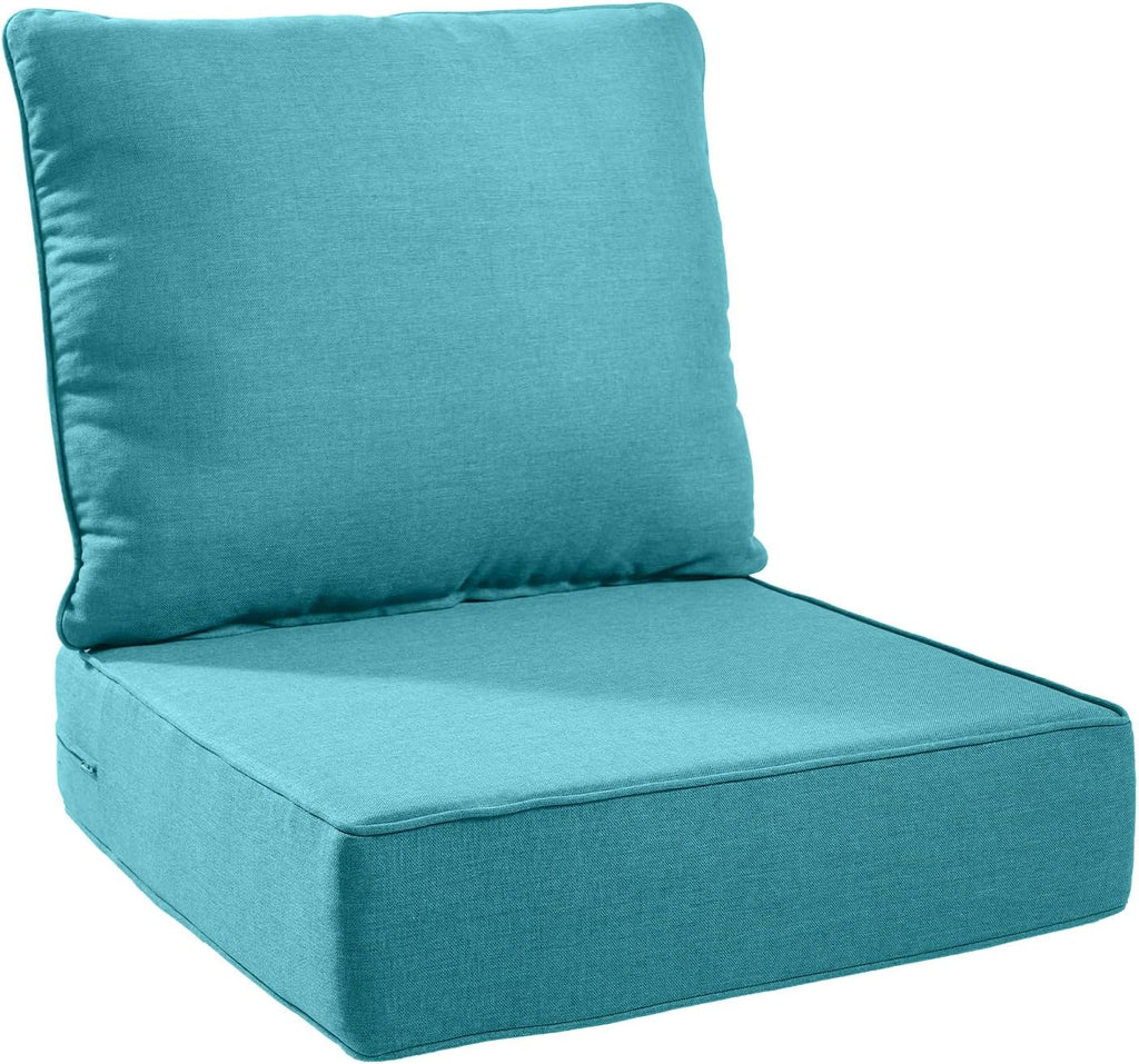 Rilyson Patio Cushions for Outdoor Furniture - 24×24 Inches High Back and Deep Seating Outdoor Cushion for Patio Chairs Sofa Couch Loveseat Water Resistant(Teal/1 Set/No Button)