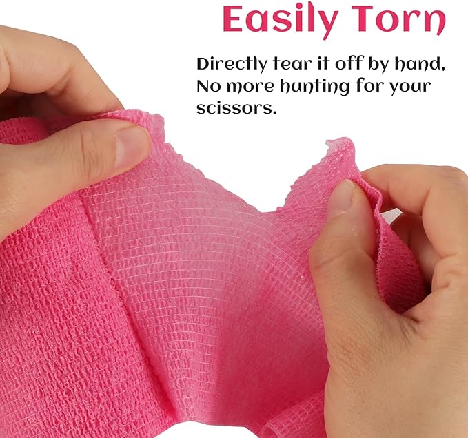 6 Rolls Elastic Self Adhesive Bandage Wrap 4 Inch, Breathable Non Woven Cohesive Bandage, Vet Wrap for Dogs, Ankle Sprains Swelling Medical First Aid Tape, Sports Athletic Tape Color