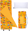 Wildkin Kids Microfiber Nap Mat – Soft Sleep Mat with Pillow, Ideal for School & Travel - Under Construction
