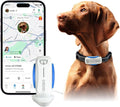 Dog GPS Tracker, Smart Waterproof Tracker with Real-Time Location, Escape Alerts, Activity Monitor, iOS & Android Compatible, for Dogs 40 lbs+ (White)