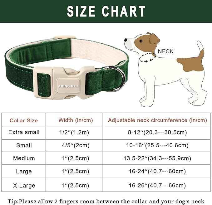 ARING PET Dog Collar-Cute Cotton Puppy Collar for Small Dogs, Adjustable Lightweight Pet Collars with Quick Release Buckle for Small Medium Large Dog