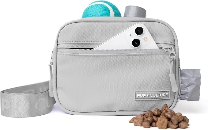Pup Culture Dog Treat Pouch with Poop Bag Dispenser and Removable Treat Pouch | Cross Body Dog Walking Bag | The Perfect Puppy Training Tool and Even Better Gift