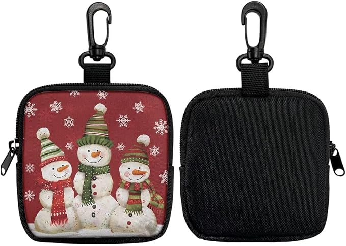 KEIAHUAN Christmas Snowman Zippered Dog Treat Pouch Red Pocket Sized Dog Training Treat Pouches Hands-Free Pet Feed Snack Reward Pocket for Training, Walking & Outdoor