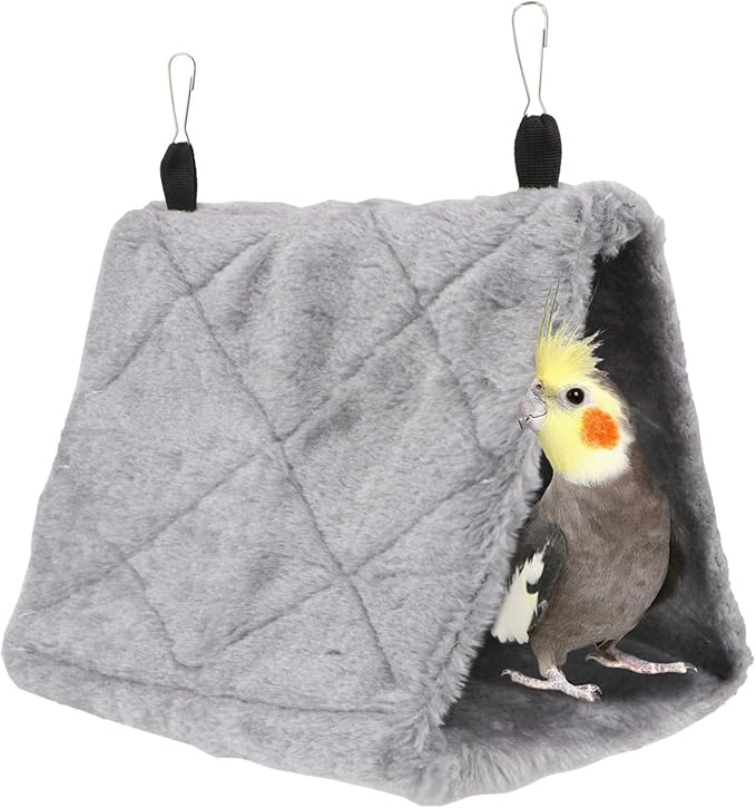 Wontee Bird Nest House Warm Bird Bed Hanging Hammock Snuggle Hut for Budgies Parakeets Caique Senegal Quaker Parrots Cockatiels Conures (Grey)
