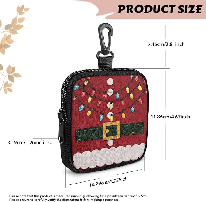 KEIAHUAN Christmas Small Dog Treat Pouch Red Hands Free Dog Walking Bag with Carabiner Dogs Poop Bag Holder Zipper Closure Dogs Training and Behavior Aids Mini Coin Purse