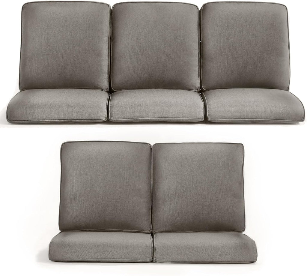 Outdoor Chair Cushions 5 Packs - Outside 22x24 High Back Water-Resistant Cushion with Zipper Cover for Outdoor Glider Rocking Chairs Loveseat 3-seat Couch Sofa – Grey/Regular
