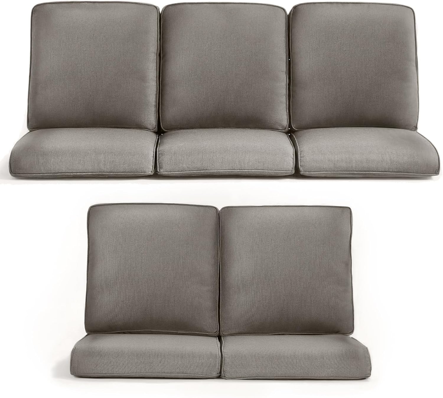 Outdoor Chair Cushions 5 Packs - Outside 22x24 High Back Water-Resistant Cushion with Zipper Cover for Outdoor Glider Rocking Chairs Loveseat 3-seat Couch Sofa – Grey/Regular
