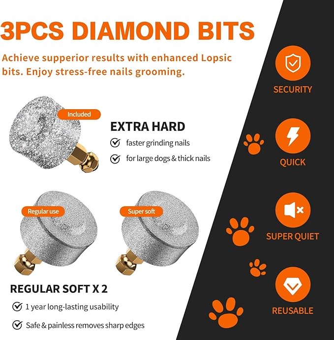 Dog Nail Grinder with 2 LED Lights Powerful 2 Speeds Super Quiet Dog Nail Trimmers with 3 Grinding Wheels Rechargeable Pet Dog Nail Clippers for Large Medium Puppy Dogs Nail File Cat Nail Clipper Blue