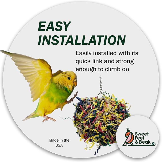 Super Shredder Ball - Bird Cage Accessories to Keep Your Bird Busy Foraging for Hidden Treasures - Non-Toxic, Easy to Install Bird Foraging Toys for Large Sized Birds - 7 Inch