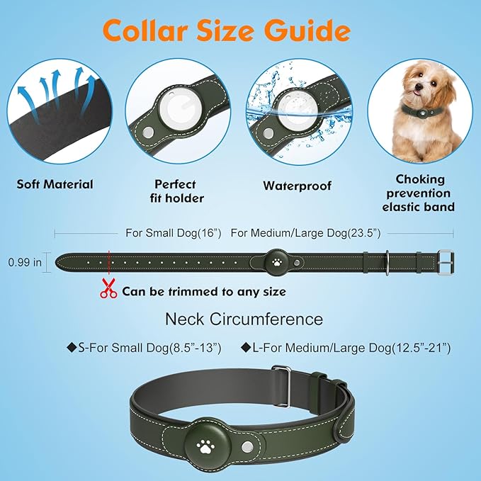 BONSO 2-in-1 GPS Tracker for Dogs: Smart Collar with Real-Time Location, No Monthly Fee, Unlimited Range (iOS Only) GPS Tracker Dog Collar- Ideal for Small, Medium Large Dogs(Tracker Included)(Green)