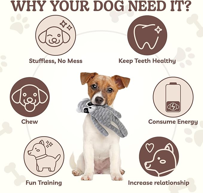 SHARLOVY No Stuffing Dog Toys Squeaky for Large Dogs, Crinkle Puppy Teething Toys to Keep Them Busy, Plush Interactive Doggie Long Lasting Chews for Aggressive Chewers