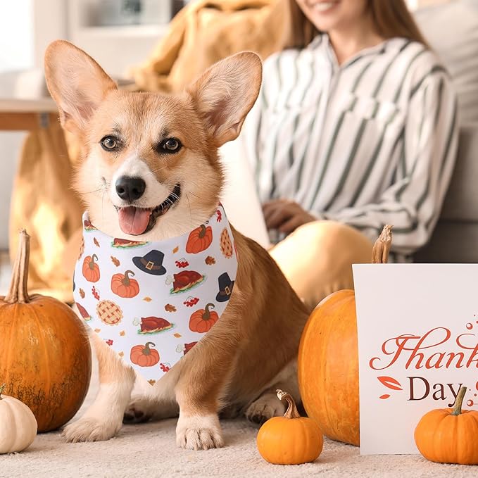 100 Pcs Thanksgiving Fall Dog Bandanas Bulk 3 Sizes Dog Washable Bandana Adjustable Washable Autumn Scarf for Thanksgiving Holiday Small Medium Large Pet Supplies