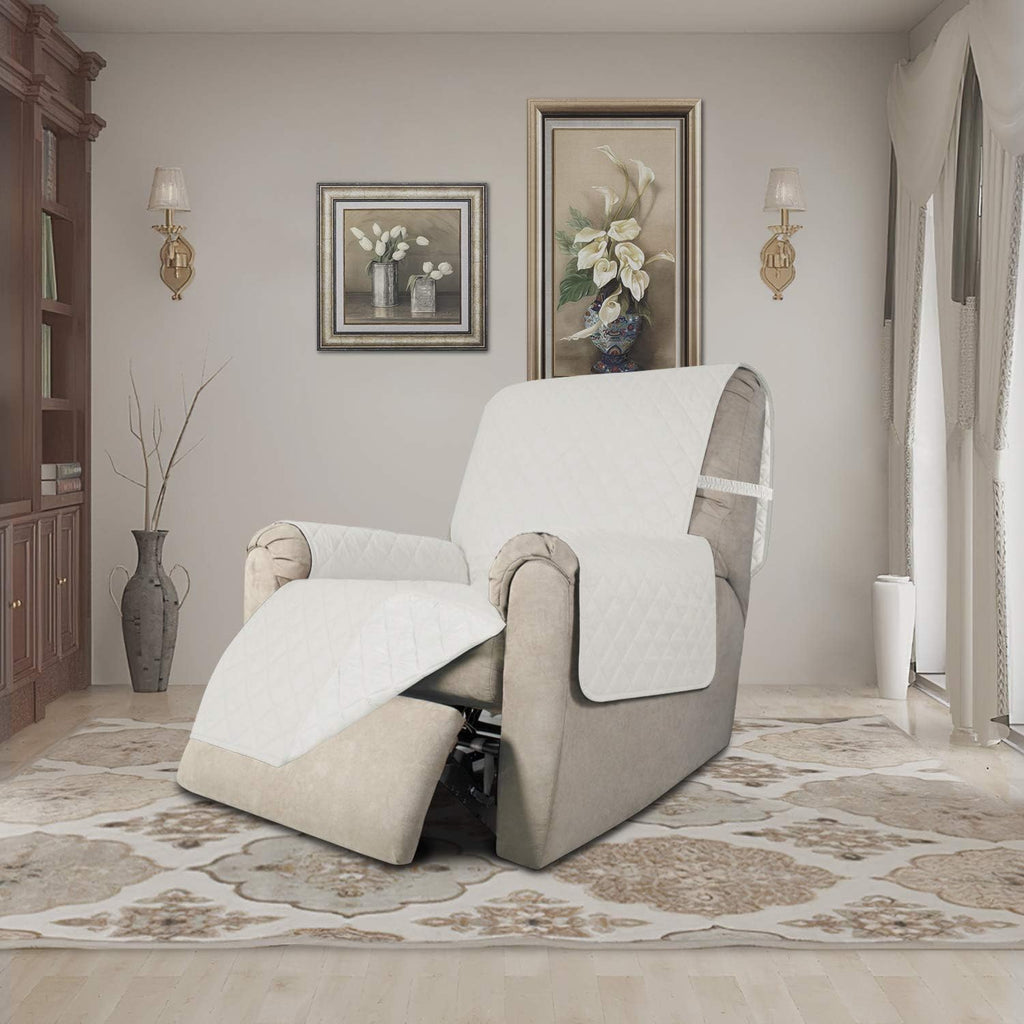 Easy-Going Recliner Chair Slipcover Reversible Sofa Cover Water Resistant Couch Cover Furniture Protector with Elastic Straps for Pets Dog (Recliner, Ivory/Ivory)