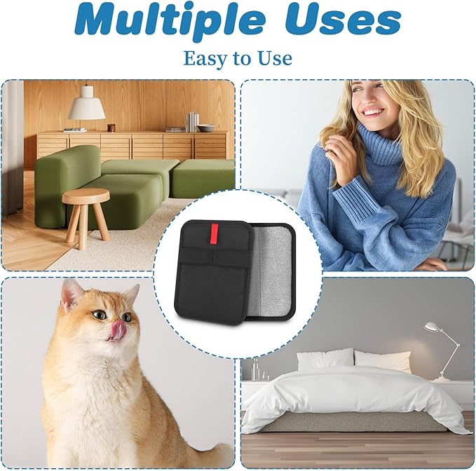 2 Pcs Pet Hair Removal Gloves Brush Double Sided Reusable Electrostatic Static Cat Hair Remover Glove for Dog Cat Grooming Fur Remover Mitt Tool for Clothing Couch Carpet Car Seat