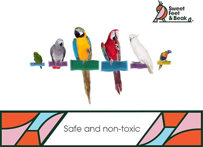 Sweet Feet and Beak Comfort Grip Safety Perch for Bird Cages - Pedicure Perch for Birds to Keep Nails and Beaks in Top Condition - Safe Easy to Install Bird Cage Accessories - XL 13.5"