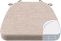 AAAAAcessories D-Shaped Chair Cushions, 2" Thick Dining Chair Pads with Ties and Removable, Machine-Washable Cover, 17" x 16", Oatmeal Beige