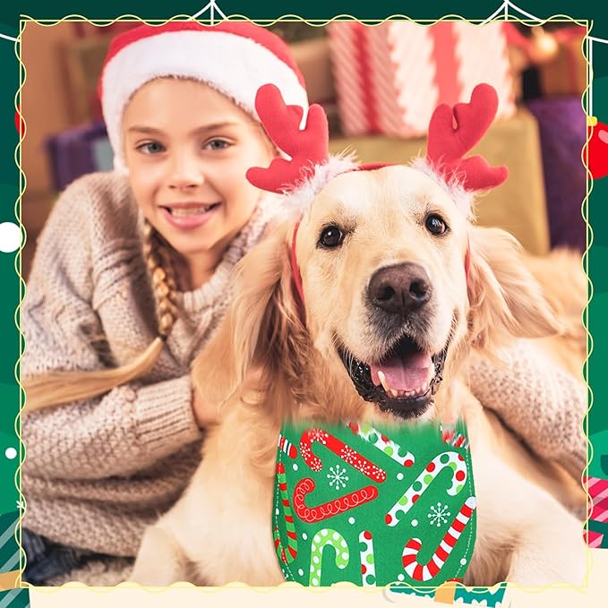 Newwiee 100 Pieces Christmas Dog Bandanas Bulk for Dogs Holiday Triangle Bibs Scarf Xmas Soft Breathable Large Dog Christmas Santa Scarf Accessories for Dog Pet Puppy Cat