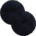 2 Pcs Round Throw Pillows Decorative Pumpkin Velvet Boho Pleated Bed Pillows Back Support for Couch Chair Dorm Car 14.96'' (Black)