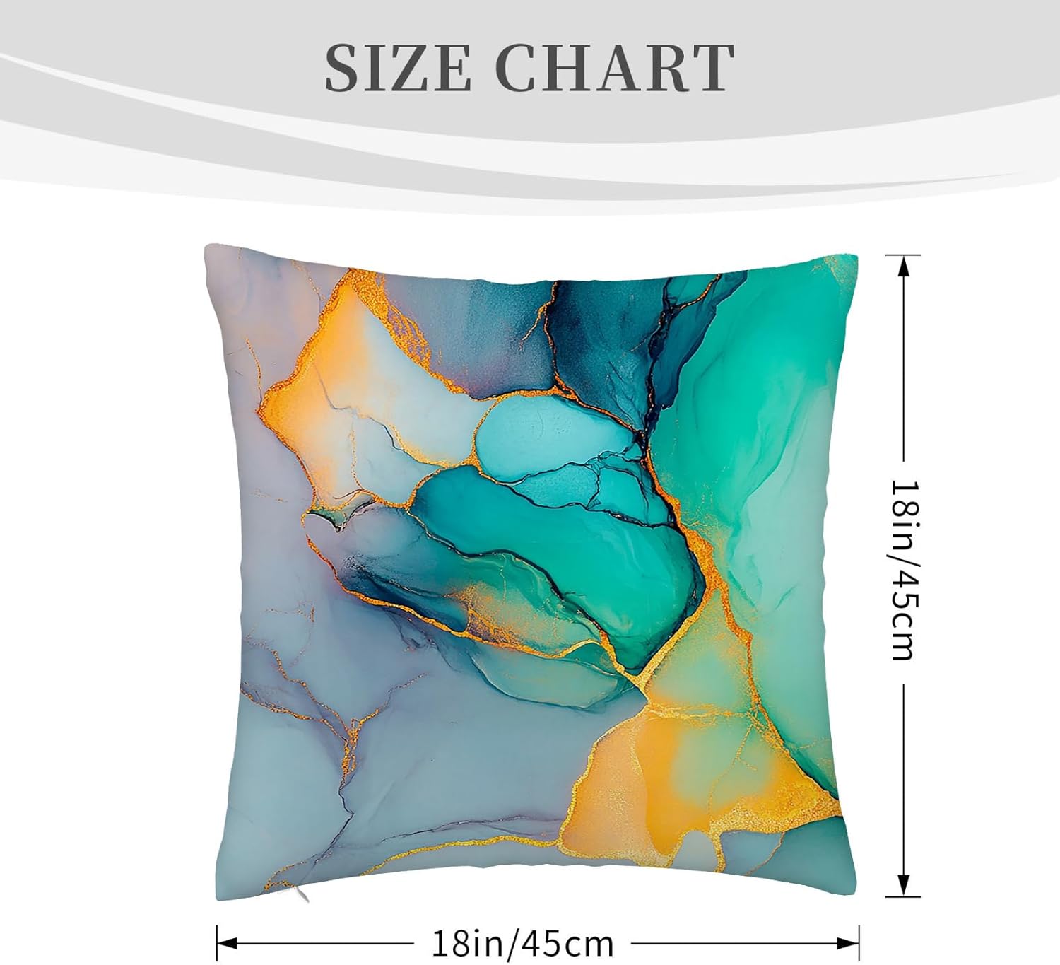 Marble Texture Turquoise Decorative Throw Pillow Covers Teal Gold Pillow Cases for Couch Sofa Chair Livingroom Bedroom Set of 4 18x18 Inch Abstract Modern Cushion Cover