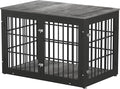 48 Inch Heavy Duty Dog Crate Furniture for Large Dogs, Decorative Pet House End Table, Extra Large Wooden Cage Kennel Furniture Indoor, Black and Gray