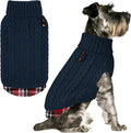 KYEESE Dog Sweaters with Leash Hole for Small Dogs Navy Blue Dog Turtleneck Sweater Pullover Knitwear with Gingham Warm Pet Sweater (Medium (Pack of 1))