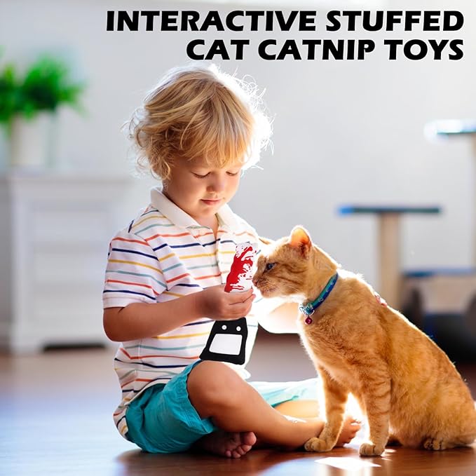 EXPAWLORER Cat Catnip Toys- 6 Pcs Halloween Interactive Stuffed Knife Nip Toy for Indoor Cats, Bite Resistant Chew Toys Teeth Cleaning Gift for Kitten
