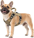 WINGOIN Tactical Dog Harness for Small Dogs, Heavy Duty No Pull Harness with Handle, Adjustable Reflective Military K9 Pet Vest for French Bulldog, Pug, Walking, Training, Hunting, Khaki (S)