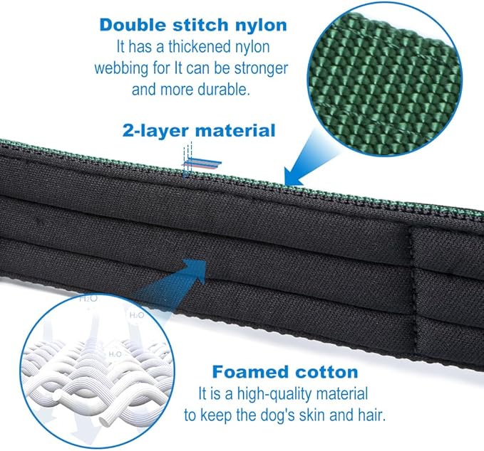 TSPRO Tactical Dog Collar 1.5 Inch Wide Thick Dog Collars with Heavy Duty Metal Buckle, Durable, Strong, Adjustable for Medium to Large Dogs (Blue M)