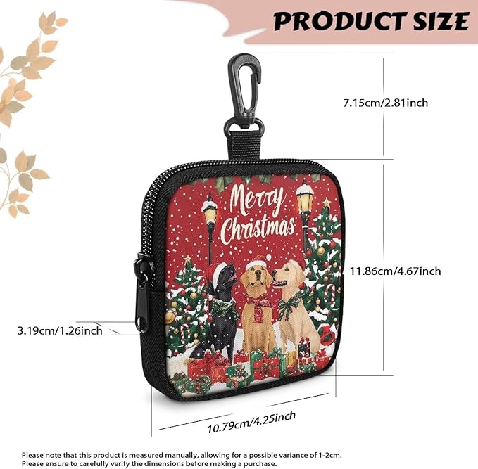 KEIAHUAN Christmas Dogs Hands Free Dog Treat Bags Training Pouch Puppy Training Small Bag with Carabiner Phone Pocket Small Coin Purse Change Pouch