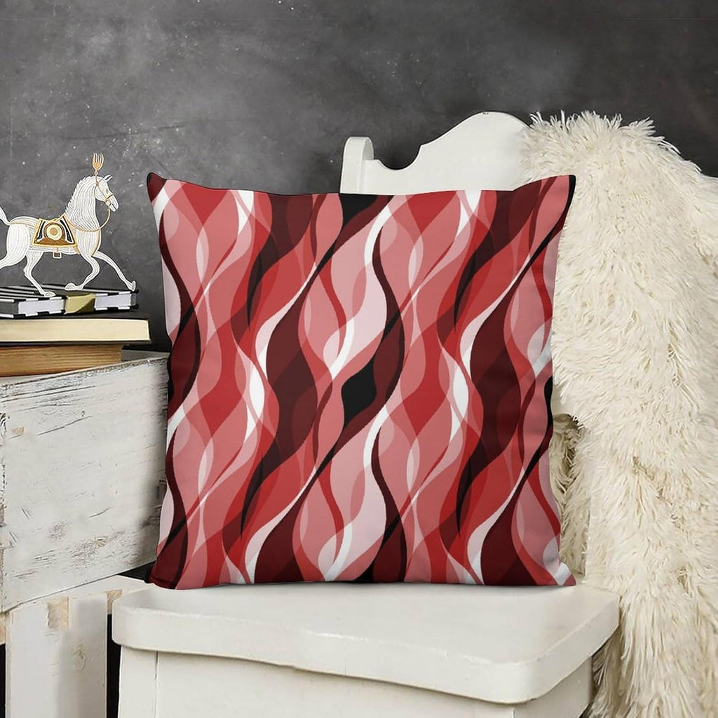 Red Throw Pillow Covers Modern Abstract Ombre Red Striped Decorations for Bedroom Living Room Farmhouse Sofa Pillows Bed Couch 12x12 Inch