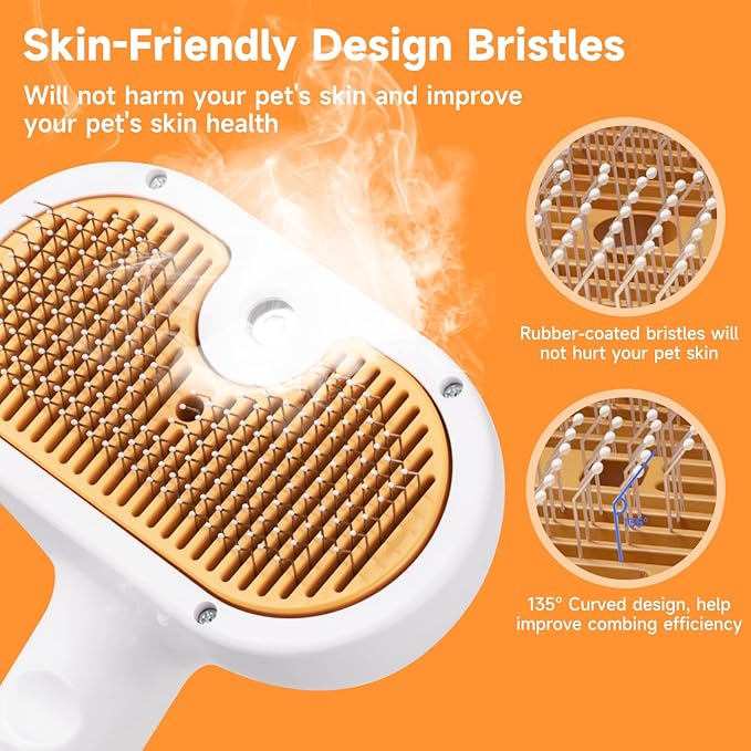 Pet Steam Brush for Dog & Cat–Pet comb leave-in serum