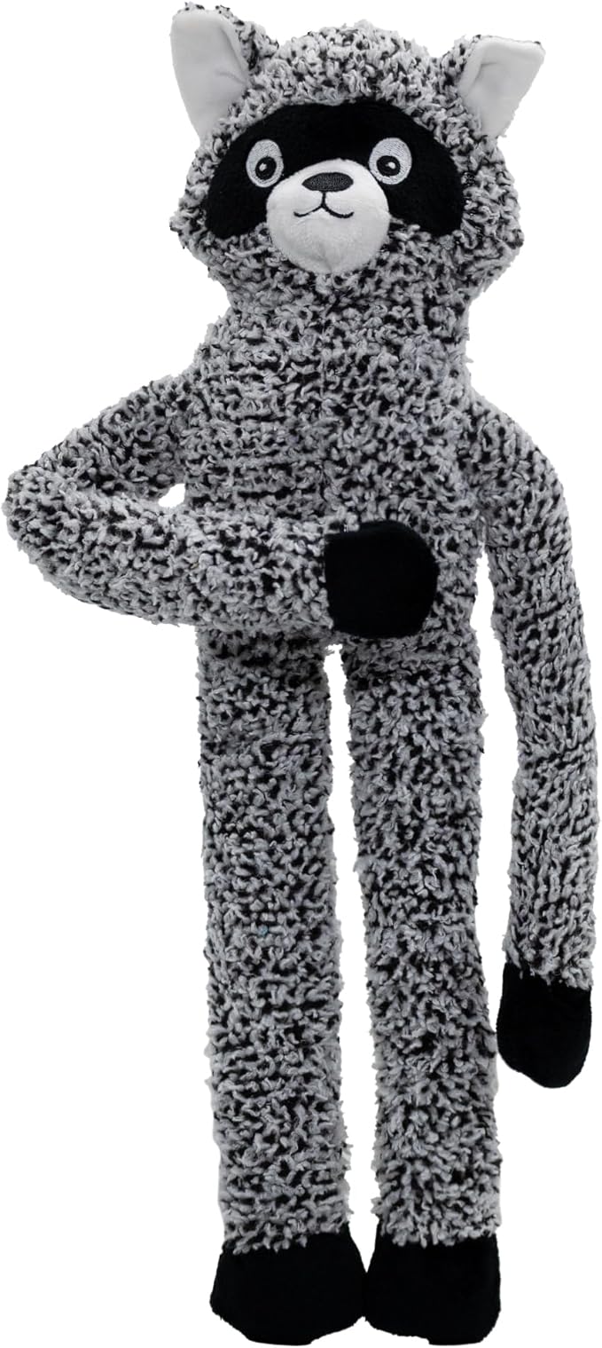 Raccoon No Stuffing Dog Toys for Large Dogs, Squeaky Crinkle Interactive Dog Animals, Plush Teething Toys to Keep Them Busy, Cute Funny Dogs Gifts for Small Medium Large Breed