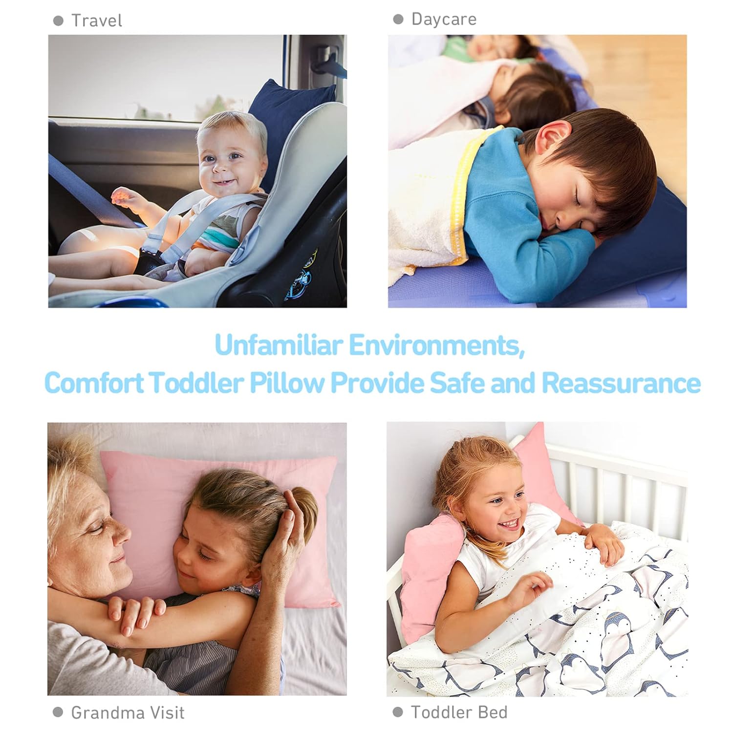 Babebay Toddler Pillow,13X18 Soft Kid Pillow for Sleeping, Machine Washable Toddler Pillow with Cotton Pillowcase, Age 2 to 5 (Pink)