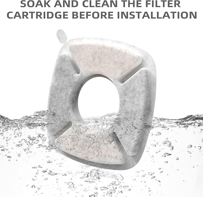 4 Pack Cat Water Fountain Filter Compatible with 67/95/135/85oz Automatic Pet Dispenser, Triple Filtration Dog Fountain Filter (4 Carbon Filters+4 Sponge Filters)