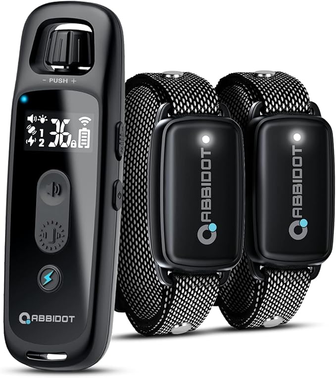 ABBIDOT Dog Shock Collar, 3300 FT Dog Training Collar with Remote, IPX7 Waterproof with 4 Training Modes, Rechargeable E-Collar for Small Medium Large Dogs (5-120 lbs)