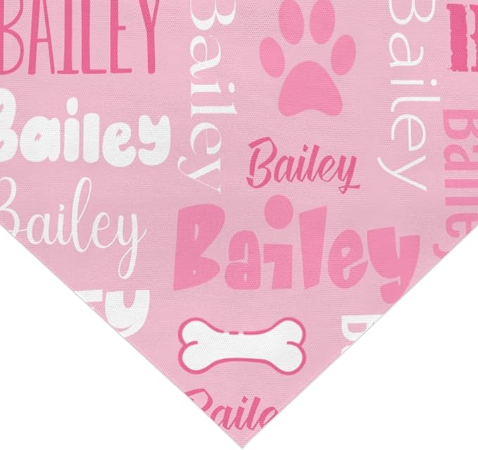 Personalized Dog Bandanas Custom Neckwear Name Button Anti-loosening Dog Scarf Triangle Bibs Kerchief Pet Costume Accessories for Small Medium Large Dogs Cats Pets Birthday-Pink